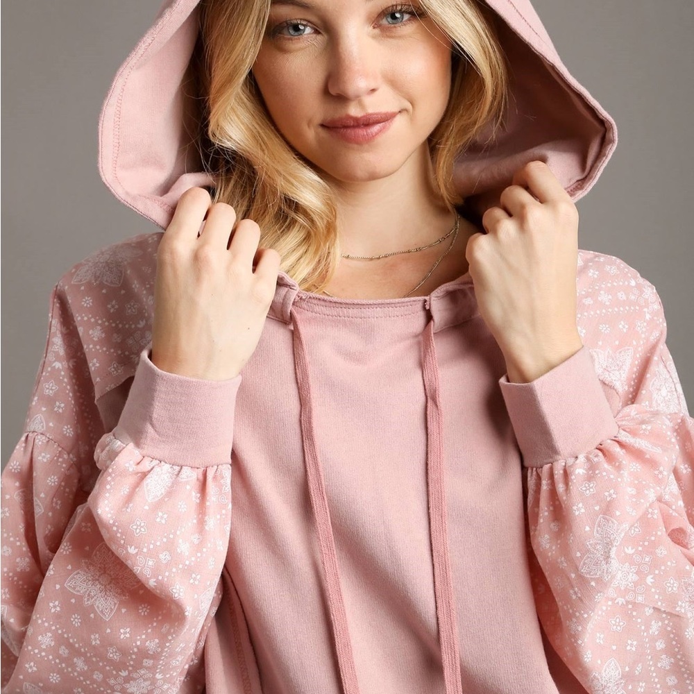 Umgee Women's Pink Patterned Sweatshirt - Picture 4 of 5